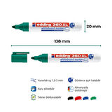 Edding | Cap-Off Beyaz Tahta Kalemi E-360XL Jumbo Boy, Yeşil, Yuvarlak Uçlu, 1.5-3 mm, Doldurulabilir