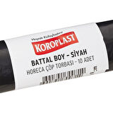 Koroplast | Eko Endüstriyel Çöp Torbası, Battal Boy 72x95 cm, Siyah, 300 gr, 10'lu Paket, 46 Mikron Kalınlık