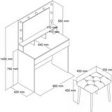 LİGHT MAKYAJ MASASI TABURELİ TAKIM