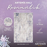 Artemis Halı Romantik 02436B Gri Mavi Modern Saçaklı Halı