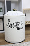 Love You Mom Baskılı Ağzı Büzgülü Düzenleyici Saklama Kutusu Oyuncak Kirli Sepeti