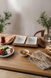 Nuvessa Porselen Kahvaltılık ve Çerezlik Seti 2'li Bambu Standlı Kapaklı Sunumluk
