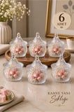 Loren Kapaklı Cam Lokumluk,Tombul Mini Şekerlik,8 cm Mini Kahve Yanı İkramlık 6'lı Set