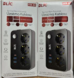 ROSE TEKNOLOJİ FTR-02 TERMAL AKIM KORUMALI 3 PRİZ 2 USB 1 TYPE-C GİRİŞLİ 2M KABLOLU ÜÇLÜ PRİZ
