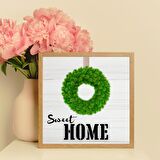 Sweet Home İskandinav Tarz Gerçek Ahşap Çerçeveli Dresuar Mutfak Kahve Köşesi Dekor Tablo (25*25 cm)