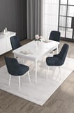 Roy Serisi 80x132 Açılabilir Mdf Beyaz Mutfak Masası Takımı Ve 4 Antrasit Sandalye