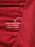 Rozet Tekstil Bordo 160X200 Çift Kişilik Lastikli Çarşaf Takımı Fitted Pamuklu Kumaş Yastık Kılıflı