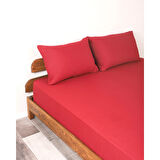 Rozet Tekstil Bordo 160X200 Çift Kişilik Lastikli Çarşaf Takımı Fitted Pamuklu Kumaş Yastık Kılıflı
