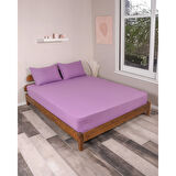 Rozet Tekstil Mor 160X200 Çift Kişilik Lastikli Çarşaf Takımı Fitted Pamuklu Kumaş Yastık Kılıflı