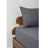 Rozet Tekstil Antrasit 180X200 Çift Kişilik Lastikli Çarşaf Takımı Fitted Pamuklu Kumaş Yastık Kılıflı 180 X 200 cm