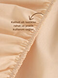 Rozet Tekstil Bej 180X200 Çift Kişilik Lastikli Çarşaf Takımı Fitted Pamuklu Kumaş Yastık Kılıflı