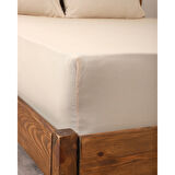 Rozet Tekstil Bej 180X200 Çift Kişilik Lastikli Çarşaf Takımı Fitted Pamuklu Kumaş Yastık Kılıflı