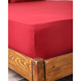 Rozet Tekstil Bordo 200X200 Çift Kişilik Lastikli Çarşaf Takımı Fitted Pamuklu Kumaş Yastık Kılıflı