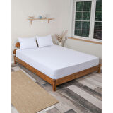 Rozet Tekstil Beyaz 180X200 Çift Kişilik Lastikli Çarşaf Takımı Fitted Pamuklu Kumaş Yastık Kılıflı