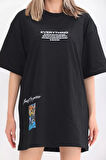 RAPHA Unisex Bisiklet Yaka Baskılı Oversize T-Shirt - Siyah