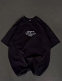 RAPHA Unisex Bisiklet Yaka Baskılı Oversize T-Shirt - Siyah