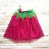 2-3-4 Yaş Askılı Çilek Kostüm Kız Çocuk Elbise Fuşya