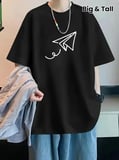 Baskılı Oversize Bisiklet Yaka Tshirt