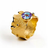 Geniş Mistik Topaz Taşlı Gümüş Yüzük – Varnen Crest