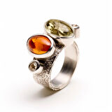 Dokulu Turmalin Taşlı Gümüş Yüzük – Embercraft