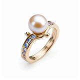 İnci ve Safir Taşlı Altın Yüzük – Tidecrest