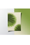 Çerçevesiz Poster Yeşil Palmiye Yaprağı Temalı Dijital Baskı Poster,Krem Rengi Ev, Ofis, Salon