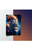 Çerçevesiz Poster Renkli Aslan, Dijital Baskı Aslan Poster, Ofis, Salon Dekorasyon