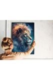 Çerçevesiz Poster Aslan Temalı, Dijital Baskı Poster Aslan, Ofis, Salon Dekorasyon