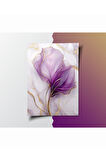Çerçevesiz Poster 2 Adet Mor Çiçek Desen Temalı Dijital Baskılı Çerçeve, Tablo İçin Poster