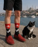 Carnaval Siyah Beyaz İstanbul Kedisi Unisex Soket Çorap