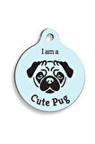 Mavi Pug Yuvarlak Köpek Künyesi