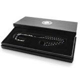 Kararmaz Metal Ayyıldız Püsküllü Küre Kesim Mavi-Siyah Sıkma Kehribar Tesbih