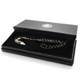 Kararmaz Metal Mecidiye Püsküllü İstanbul Kesim Süzme Beyaz-Siyah Ateş Kehribar Tesbih