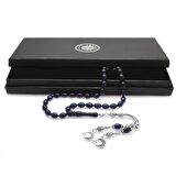 Kararmaz Metal Ayyıldız Püsküllü Arpa Kesim Lacivert Sıkma Kehribar Tesbih