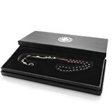 Kararmaz Metal Ayyıldız Püsküllü Küre Kesim Süzme Kırmızı-Siyah Ateş Kehribar Tesbih