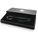 Ayyıldız Kararmaz Metal Püsküllü Arpa Kesim Süzme Yeşil-Siyah Ateş Kehribar Tesbih