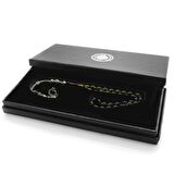 Ayyıldız Kararmaz Metal Püsküllü Arpa Kesim Sarı-Siyah Ateş Kehribar Tesbih