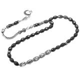 Kararmaz Metal Püsküllü Faset Arpa Kesim Metal İsim Yazılı Hematit Doğaltaş Tesbih