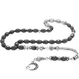 Kararmaz Metal Püsküllü Faset Arpa Kesim Metal İsim Yazılı Hematit Doğaltaş Tesbih