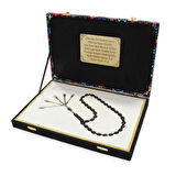 Özel Premium Kutulu 1000 Ayar Kazaz Püsküllü Arpa Kesim Maxi Boy Koyu Kırmızı Renk Doğal Damla Kehribar Tesbih