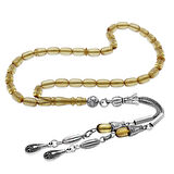 Kararmaz Metal 2 li Kamçı Püsküllü Kapsül Kesim Bilek Boy Saman Sarı Ateş Kehribar Tesbih