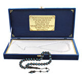 Özel Premium Kutulu Sistemli 925 Ayar Gümüş Çakım Küre Kesim Mavi Mine İşlemeli Sultan İşi Koleksiyonluk Kuka Tesbih