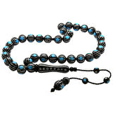 Özel Premium Kutulu Sistemli 925 Ayar Gümüş Çakım Küre Kesim Mavi Mine İşlemeli Sultan İşi Koleksiyonluk Kuka Tesbih