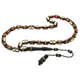 Sistemli Beyaz Kırmızı Mine Dolgulu Pirinç Sarmal Kapsül Kesim Kuka Tesbih