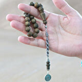 925 Ayar Gümüş Halat Püsküllü Küre Kesim Kahverengi Pelesenk Efe Tesbih