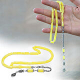 Kararmaz Metal Arnavut Zincir Püsküllü Kesme Kesim Sarı Beyaz Hareli Beyrut Kehribar Tesbih