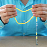 Kararmaz Metal Arnavut Zincir Püsküllü Kesme Kesim Sarı Beyaz Hareli Beyrut Kehribar Tesbih