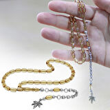 Kararmaz Metal Arnavut Zincir Püsküllü Kapsül Kesim Şeffaf Renk Bilek Boy Ateş Kehribar Tesbih