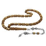 925 Ayar Gümüş Kral Zincir Püsküllü İmame İşçilikli Koyu Kahverengi Kuka Tesbih