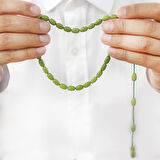 Sistemli Özel Kesim Orman Yeşili Sıkma Kehribar Tesbih